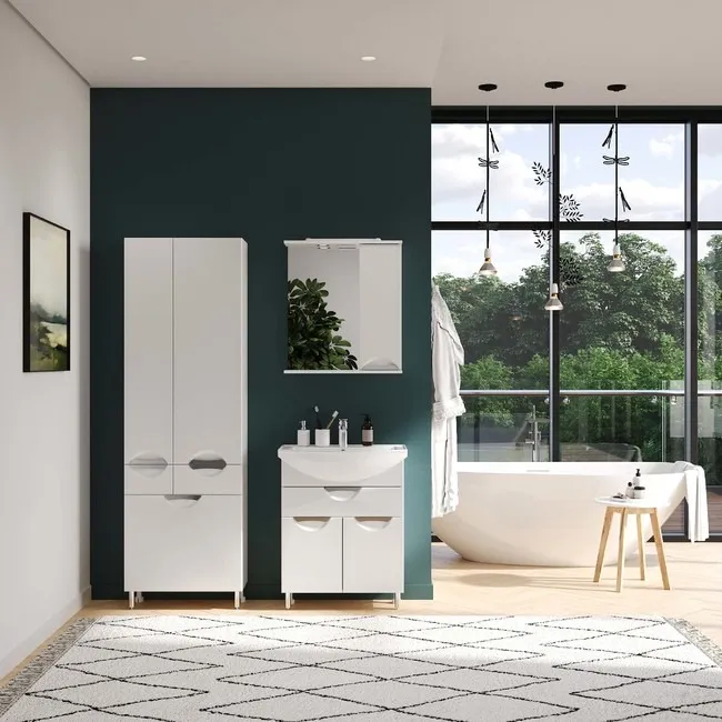 Тумба напольная Briz Бриз под раковину Стиль, 65 см — вид под углом с раковиной