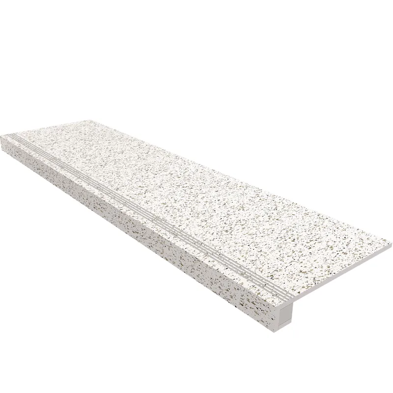 Ступень Estima Cosmos white, CM00 33x120, неполированная, бортик без насечек + подступенок 14,5x120