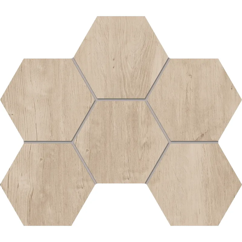 Мозаика Estima Soft Wood сreamy, SF02 Hexagon 25x28.5, неполированная