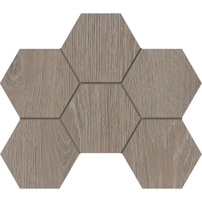 Мозаика Estima Kraft Wood light grey, KW02 Hexagon 25x28.5, структурированная