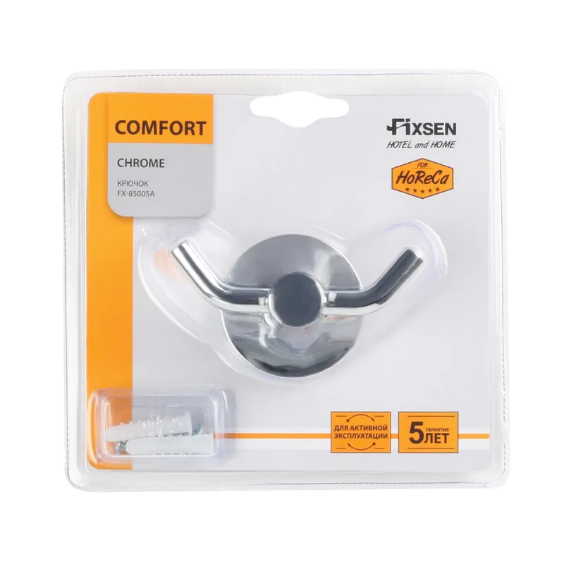 Крючок Fixsen Comfort Chrome двойной — вид под углом