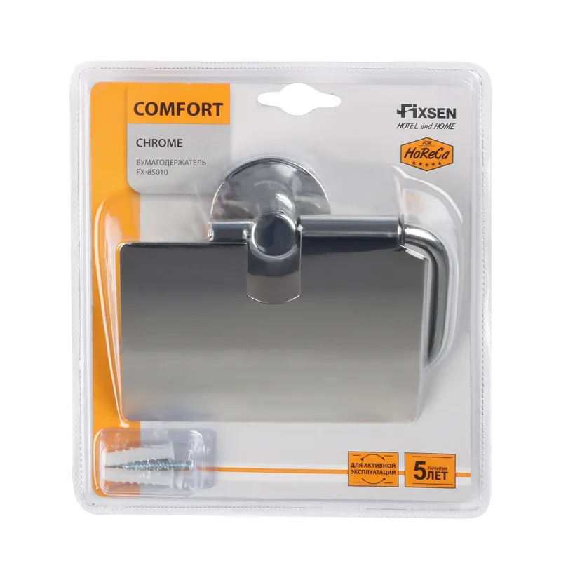 Держатель туалетной бумаги Fixsen Comfort chrome с крышкой — вид под углом