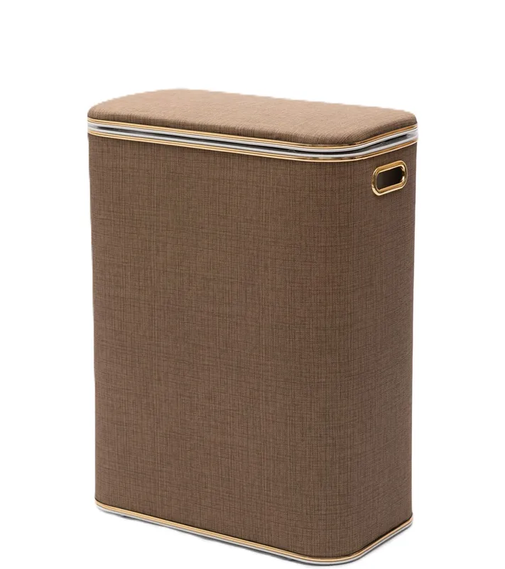 Корзина для белья Geralis Вamboo Biege кант хром, 67 л — вид под углом