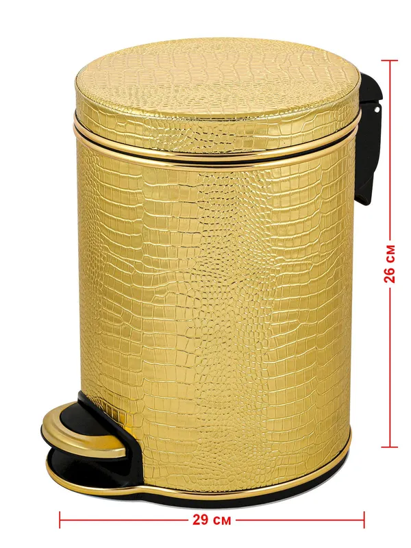 Ведро для мусора Geralis Croco, золото, 5 л