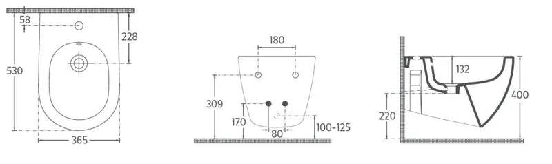 Биде подвесное Isvea Infinity Terrazzo слоновая кость — вид под углом с установленным смесителем