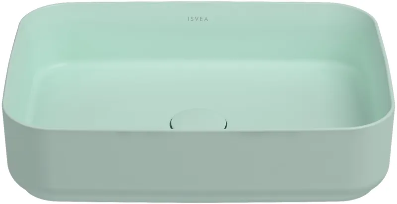 Раковина накладная Isvea Infinity 50 см, мятно-зеленый — вид под углом