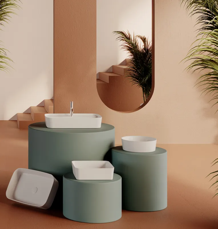 Раковина накладная Isvea Peak 38 см, белый — вид под углом на чашу