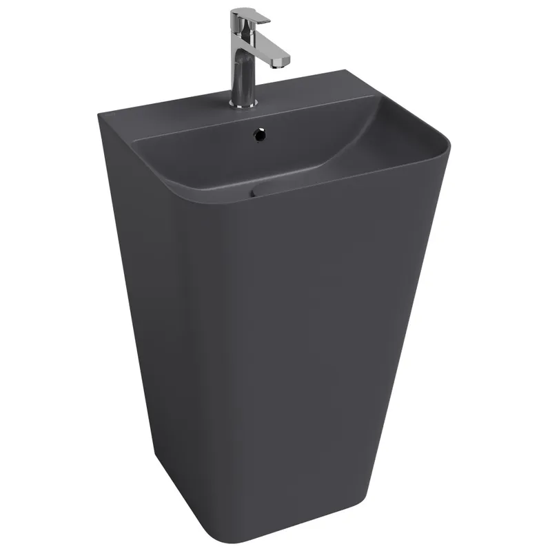 Раковина напольная Isvea Sott'Aqua Monoblock 50 см, антрацит — вид под углом
