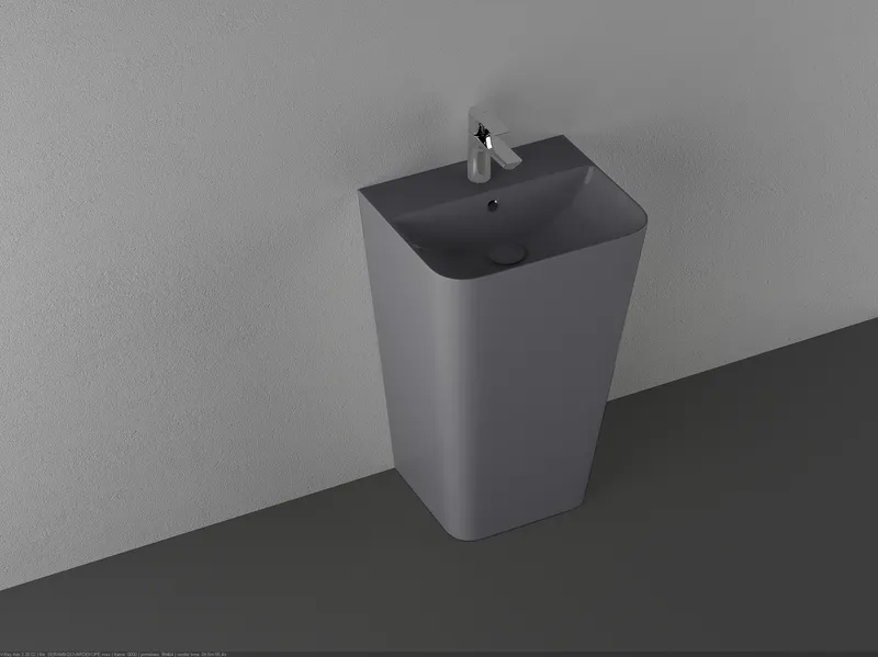 Раковина напольная Isvea Sott'Aqua Monoblock 50 см, антрацит — вид под углом