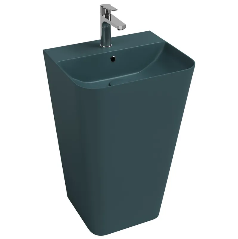 Раковина напольная Isvea Sott’Aqua Monoblock 50 см, изумрудный — вид под углом