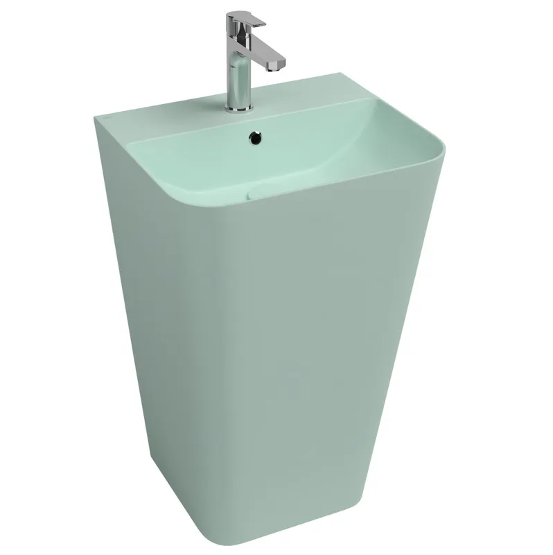 Раковина напольная Isvea Sott'Aqua Monoblock 50 см, мятно-зеленый — вид под углом