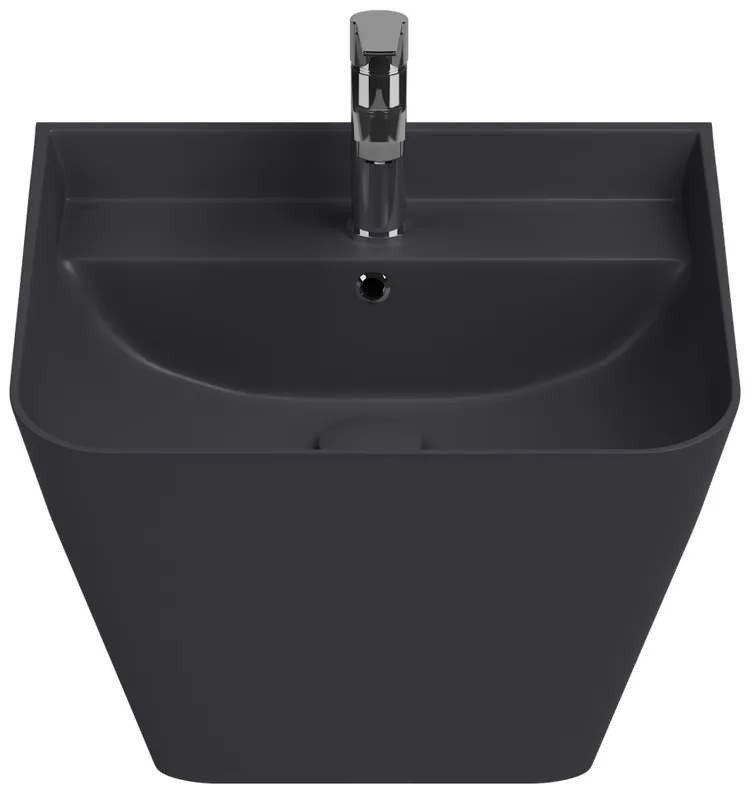 Раковина подвесная Isvea Sott'Aqua Monoblock 50 см, антрацит — вид спереди под углом