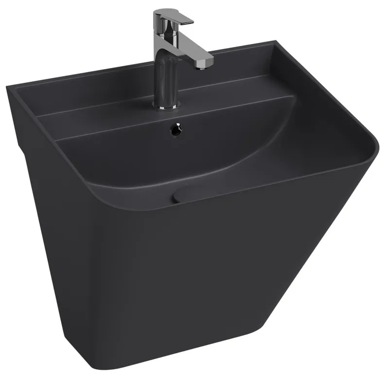 Раковина подвесная Isvea Sott'Aqua Monoblock 50 см, антрацит — вид спереди под углом