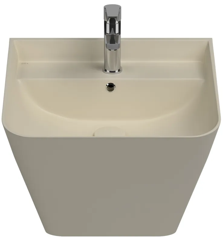 Раковина подвесная Isvea Sott'Aqua Monoblock 50 см, слоновая кость — вид спереди на сантехнику