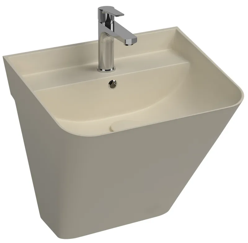 Раковина подвесная Isvea Sott'Aqua Monoblock 50 см, слоновая кость — вид спереди на сантехнику