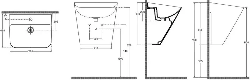 Раковина подвесная Isvea Sott'Aqua Monoblock 50 см, слоновая кость — вид спереди на сантехнику