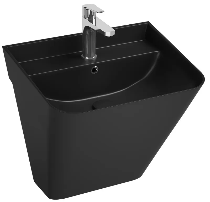 Раковина подвесная Isvea Sott'Aqua Monoblock 50 см, черный — вид спереди на смеситель и чашу