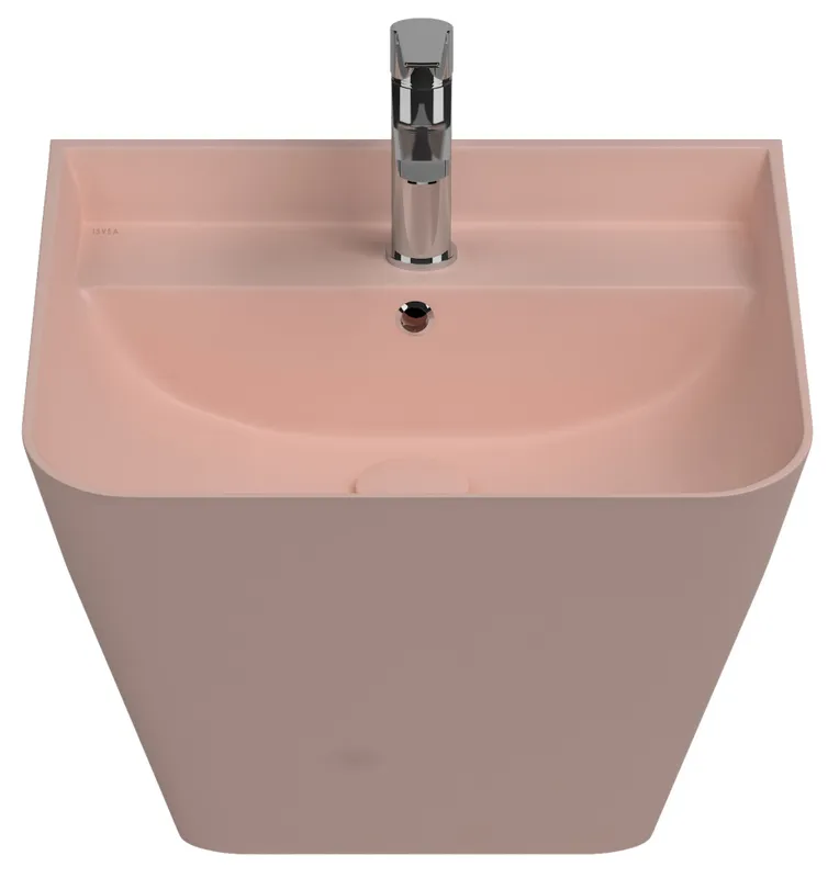 Раковина подвесная Isvea Sott'Aqua Monoblock 50 см, лососевый — вид спереди на чашу с краном