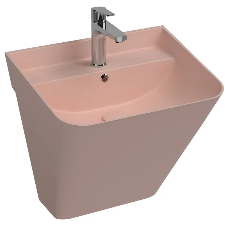 Раковина подвесная Isvea Sott'Aqua Monoblock 50 см, лососевый — вид спереди на чашу с краном