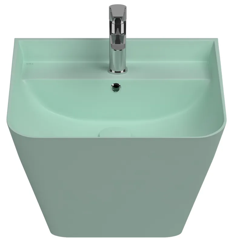 Раковина подвесная Isvea Sott'Aqua Monoblock 50 см, мятно-зеленый — вид спереди на чашу с краном