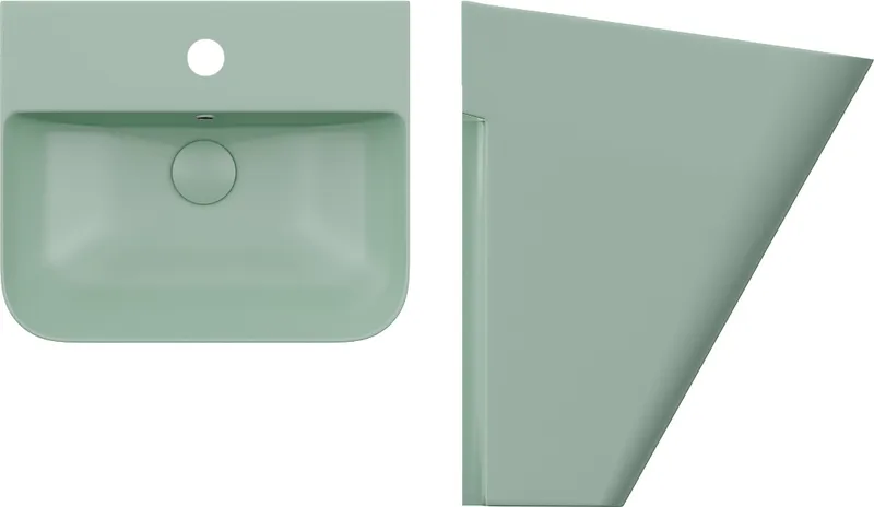 Раковина подвесная Isvea Sott'Aqua Monoblock 50 см, мятно-зеленый — вид спереди на чашу с краном