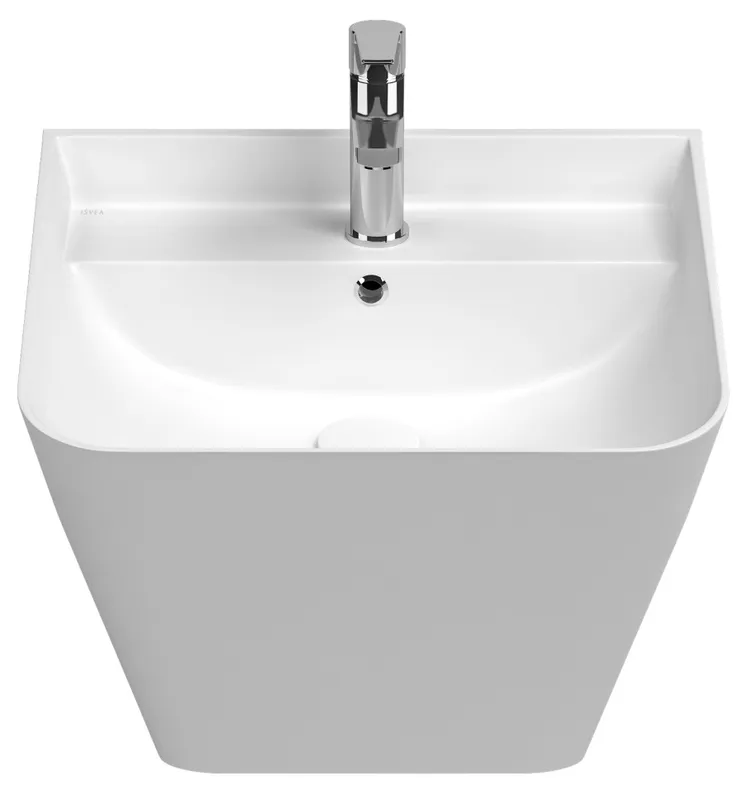 Раковина подвесная Isvea Sott'Aqua Monoblock 50 см, белый — вид спереди на чашу с краном