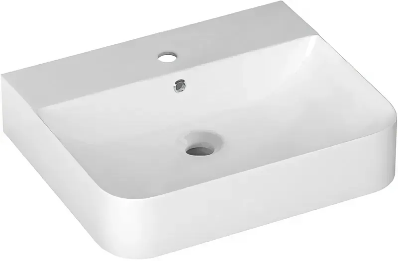 Раковина накладная Isvea Sott'Aqua 60 см, белый — вид под углом с краном