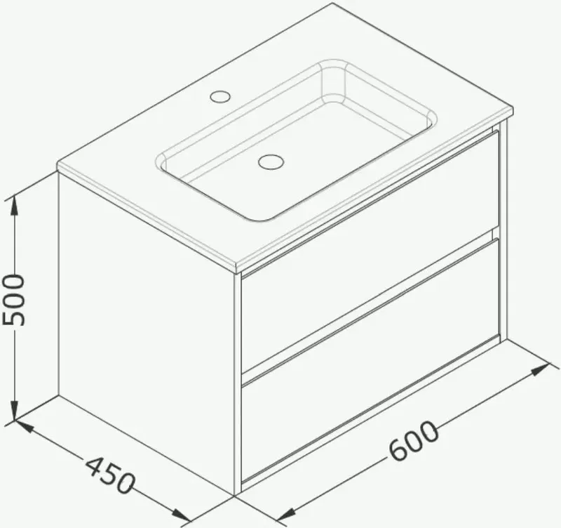 Тумба подвесная с раковиной Isvea Pro 60, 21MGS001060I, белый лак, с двумя ящиками — вид под углом
