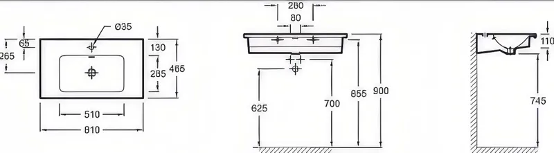 Раковина Jacob Delafon Vox накладная, 80 см — вид под углом с установленным смесителем