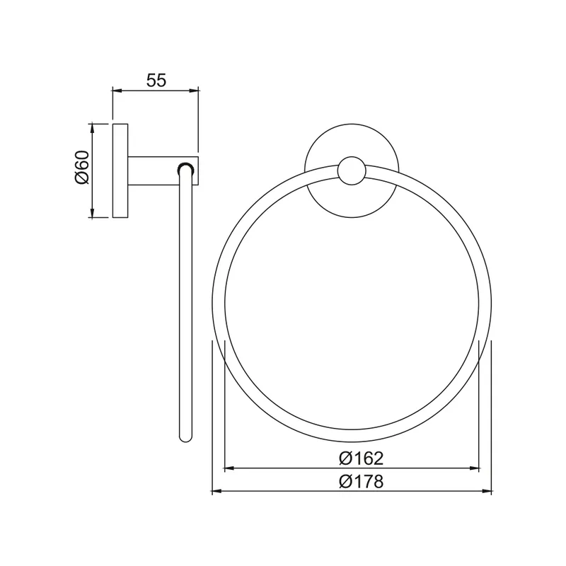 Держатель для полотенца Jaquar Continental, кольцо, хром, 17.8 см — вид под углом