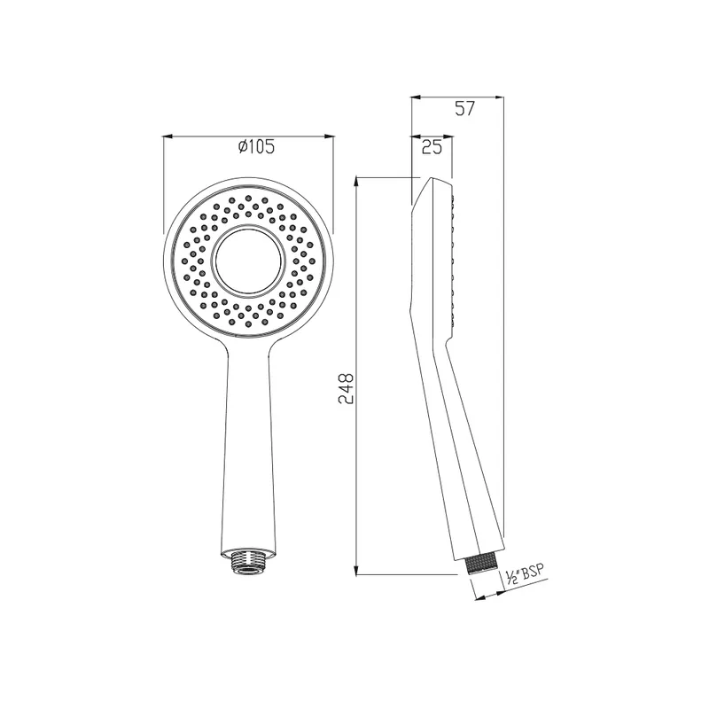 Ручной душ Jaquar Rain Shower, d 10.5 см, 1 режим, с аэрацией, хром — лейка отдельно вид спереди