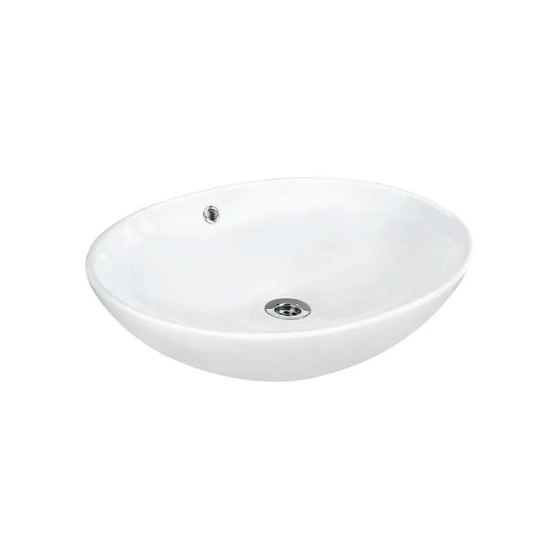 Накладная раковина Jaquar JDS-WHT-25901 — белая чаша на деревянной столешнице с тропическим принтом