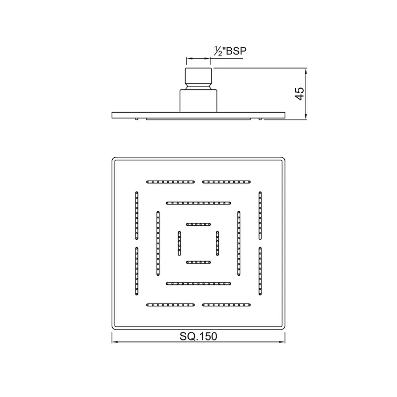Верхний душ Jaquar Maze 15x15 см, хром — лейка душа вид сверху