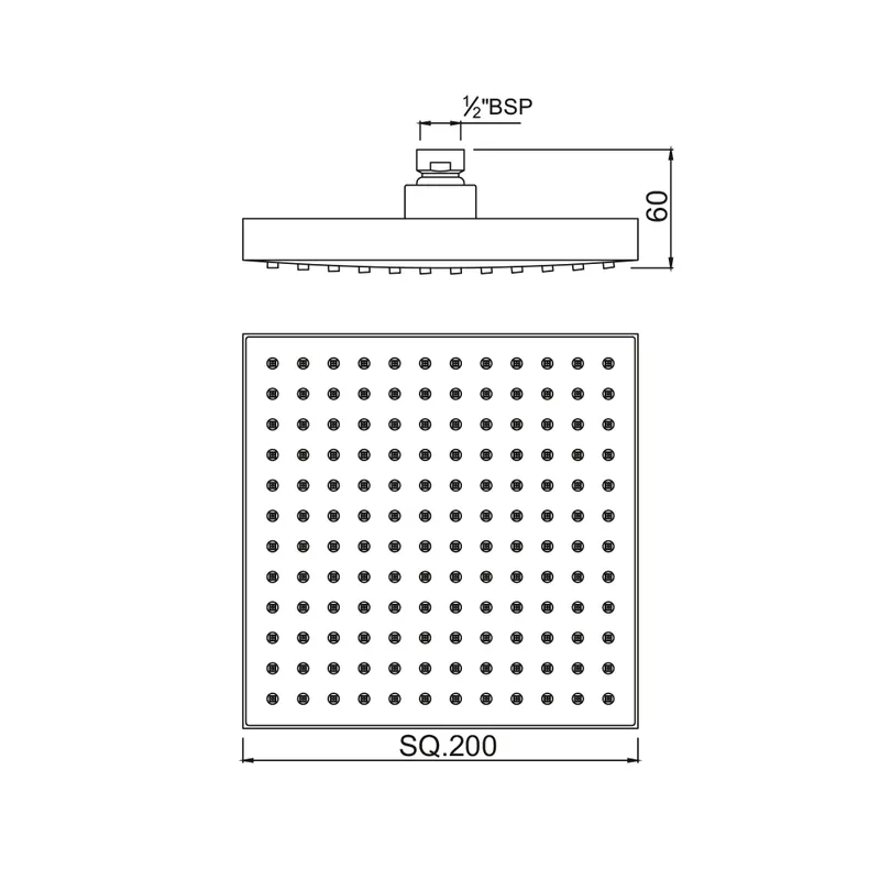 Верхний душ Jaquar Rain Shower 20x20 см, хром — лейка под углом