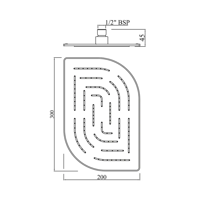 Верхний душ Jaquar Alive Maze, хром, 30x20 cм — лейка душа крупным планом