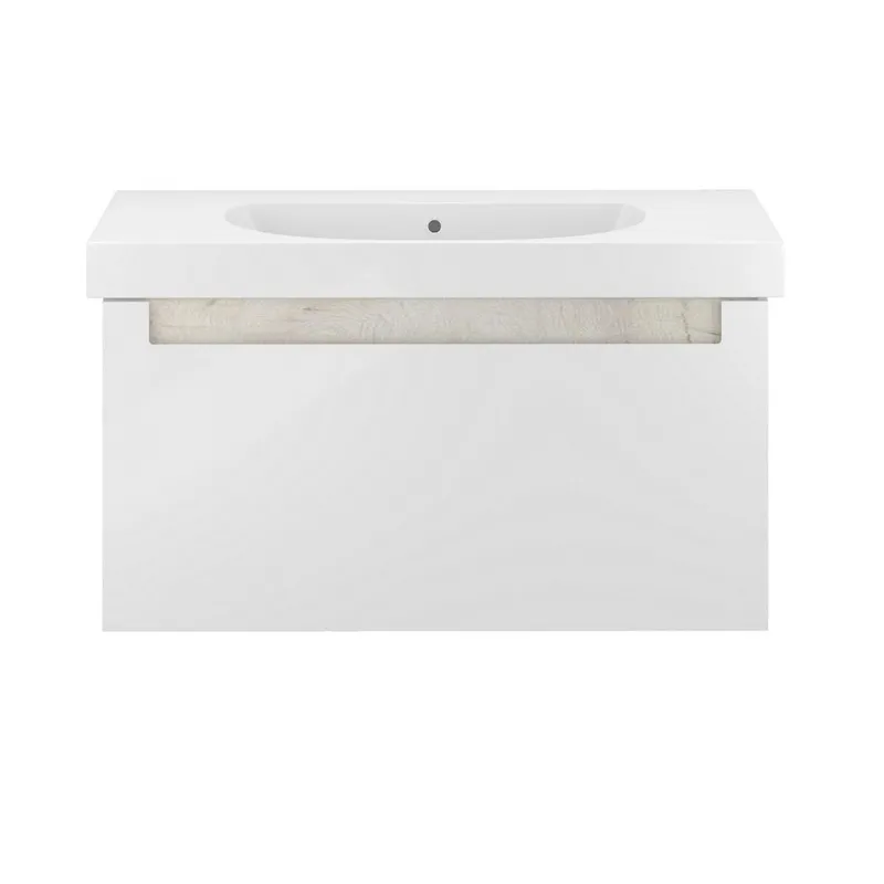 Тумба KERAMA MARAZZI Buongiorno Plus подвесная с ящиками 100, белая глянцевая/дуб кантри