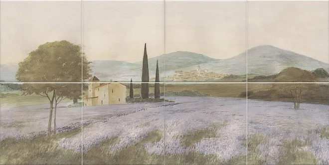 Панно Пикарди Лавандовое поле матовый (из 8 ч. разм. 15x15) 30x60