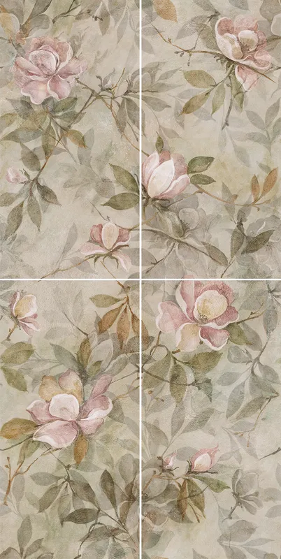 Панно Магнолия 1 матовый 60x120 из 4 частей (30x60)