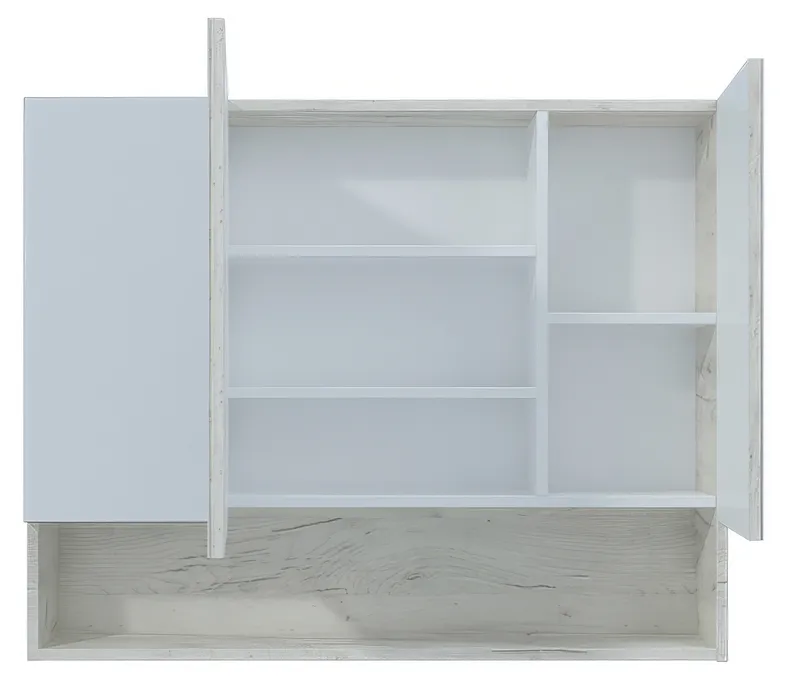 Зеркальный шкаф Мирсант Мальта подвесной, дуб белый, 100 см — вид под углом