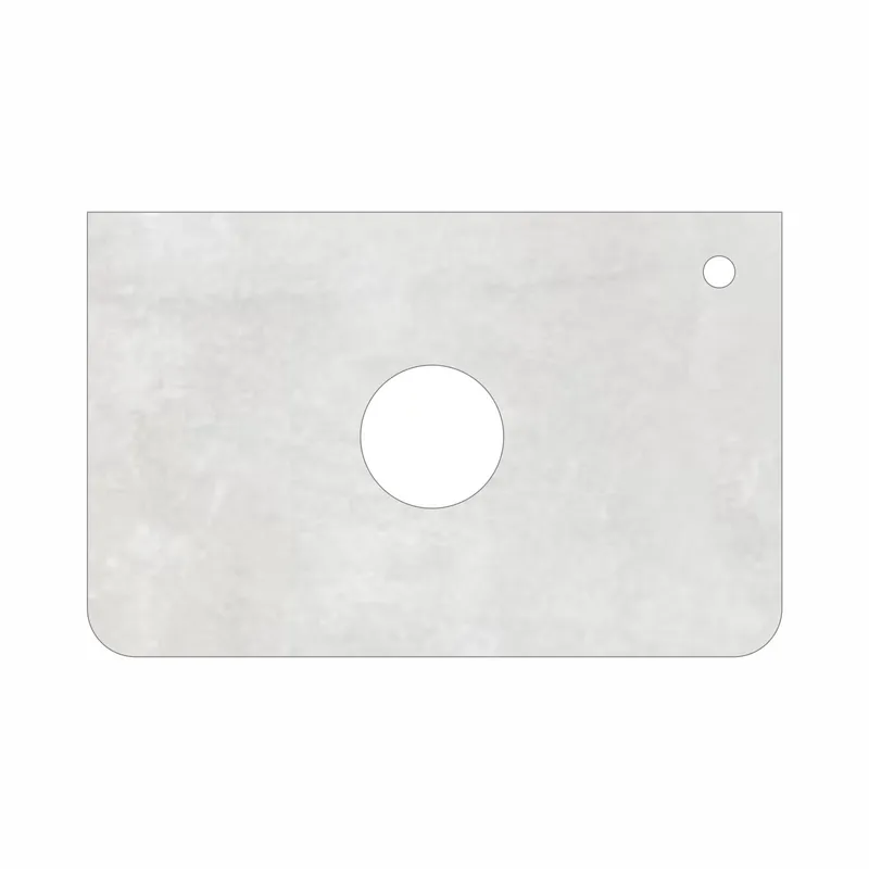 Столешница Мирсант Grey Light 60, светло-серый, фаска — вид сверху на поверхность с отверстиями