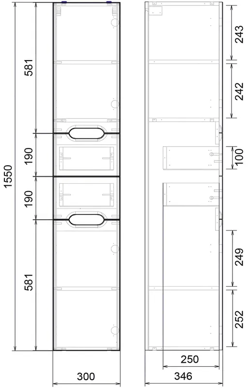 Пенал подвесной Мирсант Soho 30 см — вид под углом