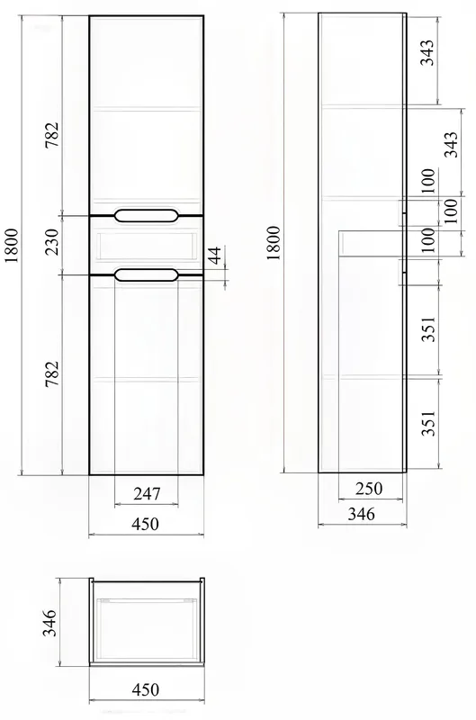 Пенал напольный Мирсант Soho 45 см — вид под углом