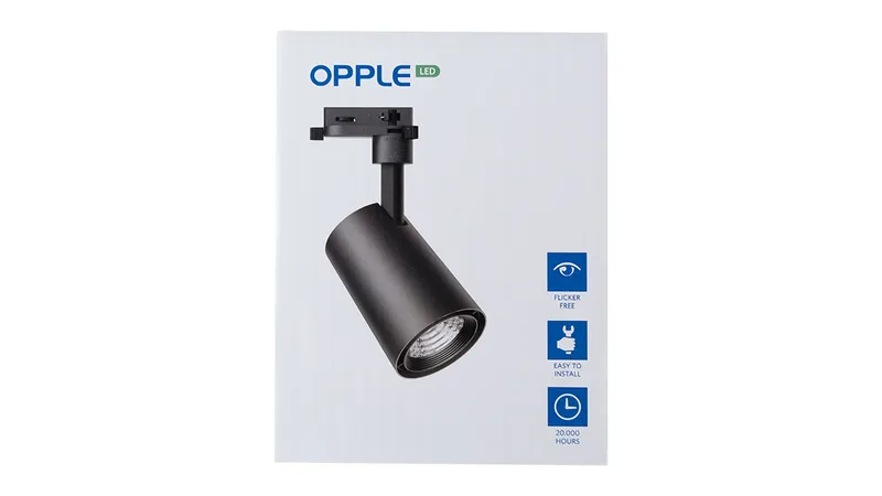 Светильник светодиодный трековый OPPLE LED Spotlight U3 Track 3 20W-4000-24D-BK-GP трехфазный, поворотный — вид под углом
