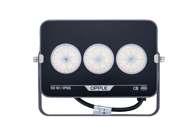 Прожектор светодиодный уличный OPPLE LED Floodlight EQ3 50W-4000-GY-GP поворотный — вид спереди на корпус