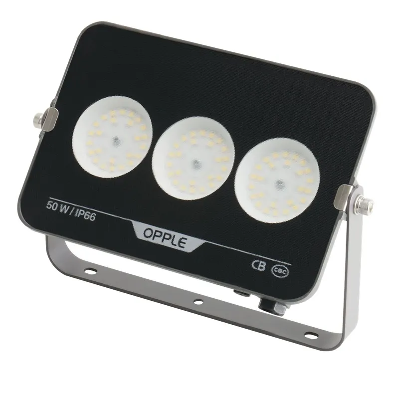 Прожектор светодиодный уличный OPPLE LED Floodlight EQ3 50W-3000-GY-GP поворотный — вид спереди на корпус