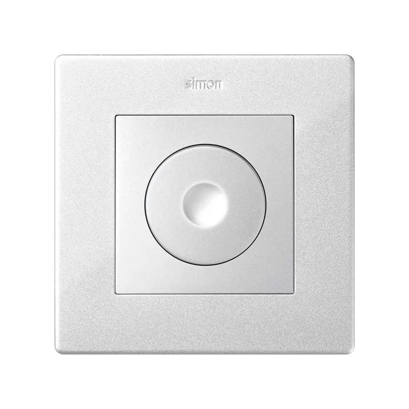 Светорегулятор Simon 24 Harmonie, поворотно-нажимной, проходной, 40-450 Вт, 230 B, алюминий — механизм с лицевой панелью