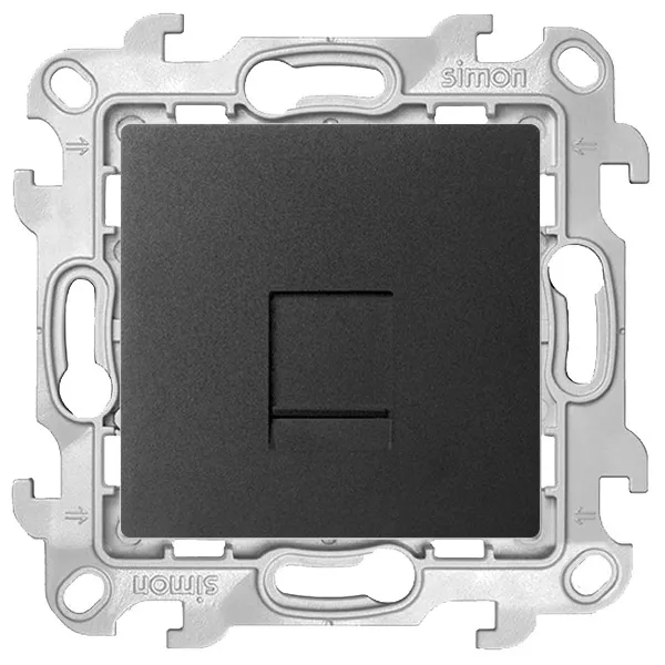 Розетка компьютерная Simon 24 Harmonie RJ45 кат. 5е UTP, графит — вид спереди на механизм