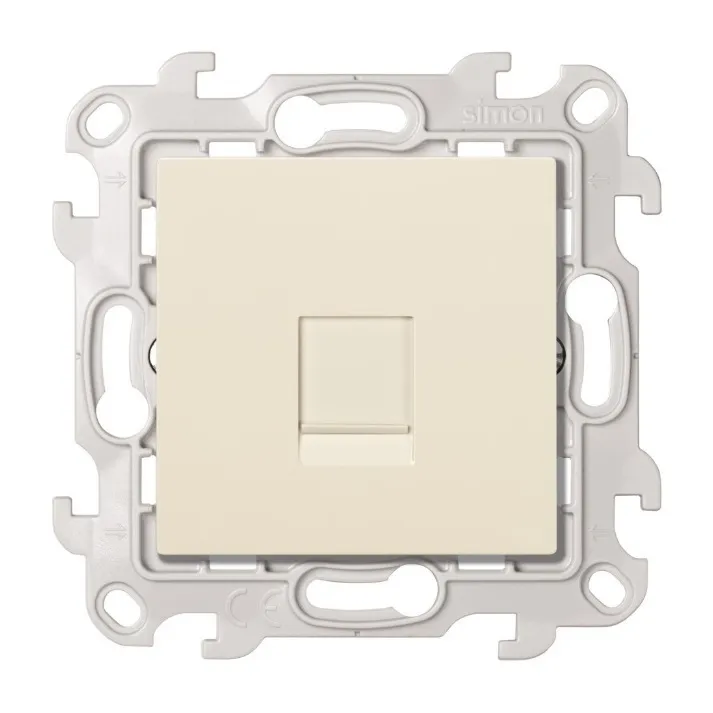 Розетка компьютерная Simon 24 Harmonie RJ45, кат.6 UTP, слоновая кость — вид спереди на механизм