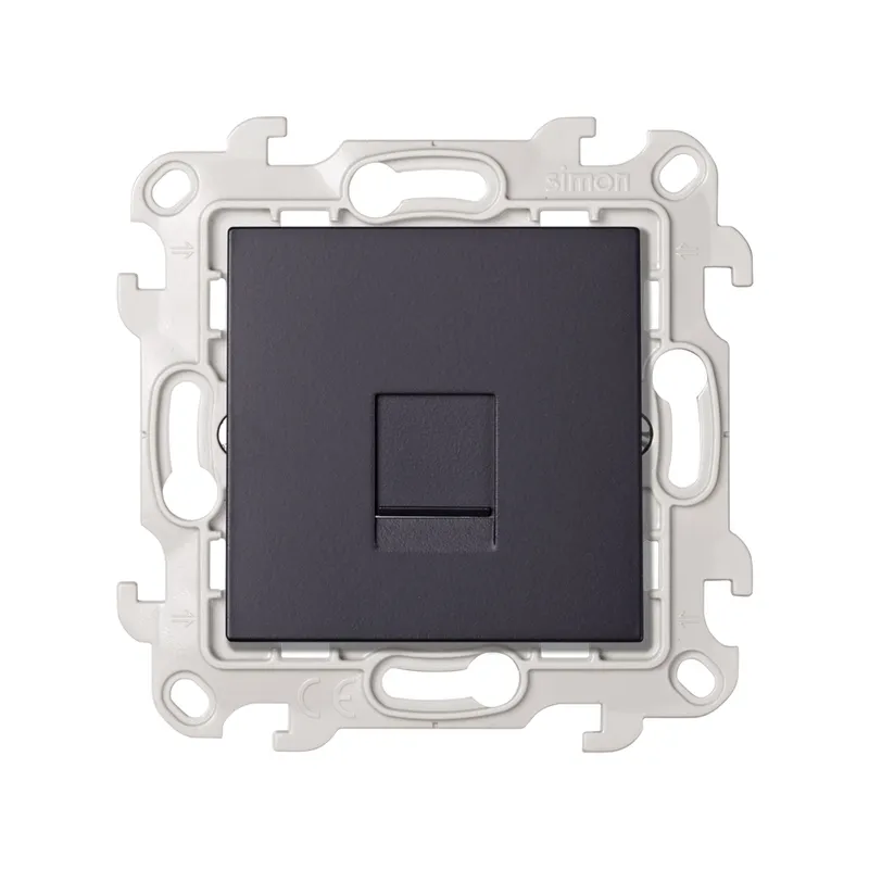 Розетка компьютерная Simon 24 Harmonie RJ45, кат.6 UTP, графит — вид спереди на механизм
