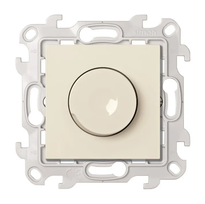 Светорегулятор Simon 24 Harmonie LED, поворотно-нажимной, проходной 6-60 Вт, 230 В, слоновая кость — вид спереди на устройство